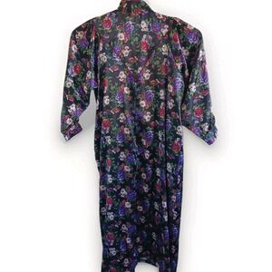 Vintage Kathryn Floral Print Robe Long Sleeve Zipper‎ Front Women's Size M